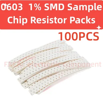 0603 чип резистор прецизен резистор проба пакет 1% 0R-10M 100pcs ома 1% SMD проба комплект DIY 3.3R 5.1R 10R 47R 62R 82R 10K 1K1M