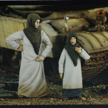 1/35 мащаб смола войник фигура събрание модел комплект арабски жени и деца GK фигурка несглобени небоядисани DIY играчки