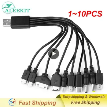  1 ~ 10PCS в 1 USB кабелна линия за зареждане USB 2.0 A порт мъжки към 10 различни мулти щепсели конектори многофункционални удобни трайни