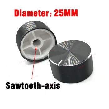 1 бр 25x13mm 6mm вал дупка алуминиева сплав потенциометър копче черно (трион-ос)