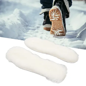 1 чифт зимни топли стелки за обувки вълнен филц плюшени стелки пот абсорбция сняг ботуши стелки за мъже и жени 39 размер