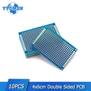 10pcs електронна платка 4x6cm Blue двустранен прототип PCB съвет запояване съвет електронни компоненти комплект