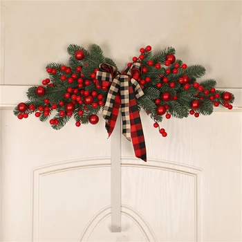 1Pc Коледен венец Входна врата Коледна врата Венец червена топка орнаменти за врата прозорец мантия вътрешен открит Коледа декорат