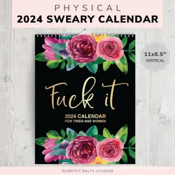 2024 Календар за уморени жени Memo календар подарък цвете висящи календар време планиране Нова година вътрешен декор Коледен подарък
