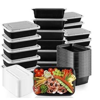 26 OZ Стифиращи се контейнери за приготвяне на храна, микровълнови контейнери за многократна употреба с капаци за приготвяне на храна, кутии за обяд за еднократна употреба