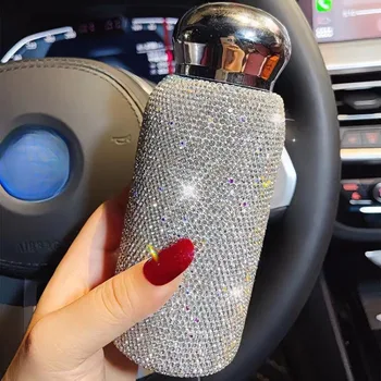 260ml Creative Diamond Thermos Bottle Sparkling Luxurious Stainless Steel Liner Coffee Vacuum Cup Girls Women Gift Water Bottles