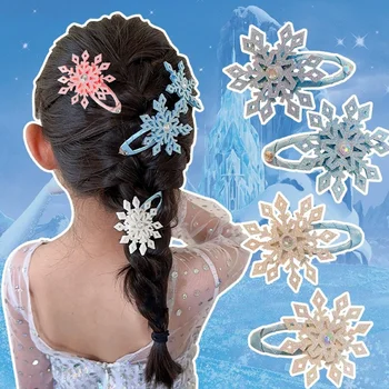 2PCS Нова принцеса снежинка момичета прекрасни фиби Детски шапки Щипки за коса Шноли Аксесоари за коса