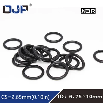  50PCS / партида гумен пръстен NBR запечатване О-пръстен 2.65mm дебелина ID6.75 / 7.1 / 7.6 / 8 / 8.75 / 9 / 9.5 / 10mm нитрил O пръстен уплътнител уплътнител пръстени