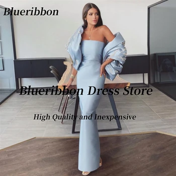 Blueribbon абитуриентски рокли без презрамки луксозни мъниста обвивки вечерно парти специален повод рокли дълго елегантна официална банкетна рокля