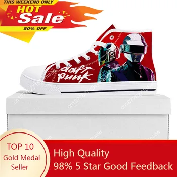 Daft Punk Band High Top Sneakers Mens Womens Teenager Canvas High Quality Sneaker Casual Custom Made Shoes Персонализирайте DIY обувката