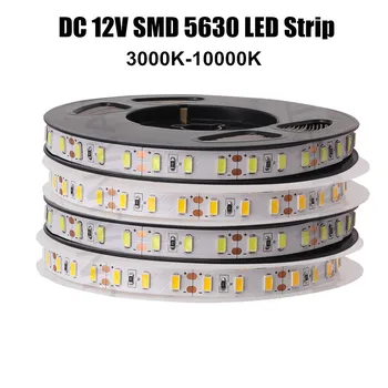  DC 12V Led лента 90leds / m SMD 5630 LED светлина лампа Естествено бяло / топло бяло 3000K 4000K 7000K гъвкава лента лента LED лента 5m