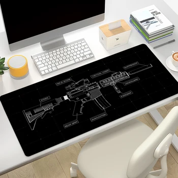 Desk Mat Пушки Подложка за мишка Оръжия Пистолети Xxl Mousepad Аниме Playmat Pc Аксесоари за геймъри Клавиатура Игрални постелки Подложки за настолни подложки