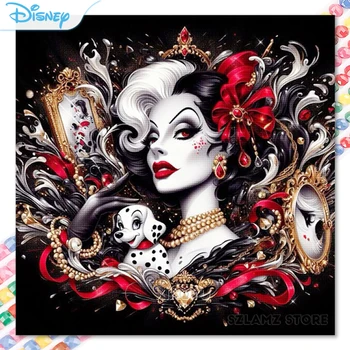 Disney Movie Villain Diamond Painting Круела де Вил и злата кралица Пълен квадрат / кръг диамант бродерия 5D DIY мозайка комплекти