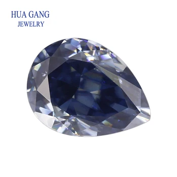 GRA Real 100% хлабав скъпоценен камък сапфир цвят Moissanite камък VVS1 круша форма диамант неопределен за бижута диамантен пръстен