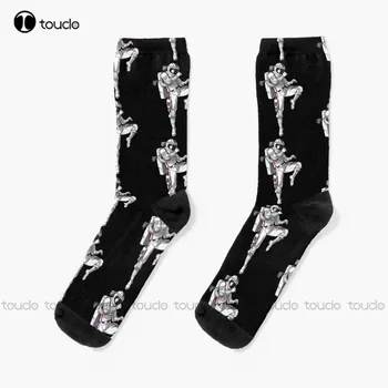 Muay Thai астронавт чорапи бели мъжки чорапи улица скейтборд чорапи 360° цифров печат удобен най-добрите момичета спорт смешно подарък