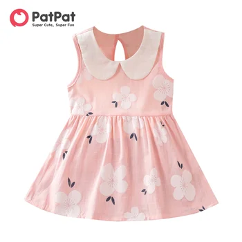 PatPat Toddler момиче рокли 100% памук сладък цветен печат кукла яка резервоар рокля мека и удобна перфектен за излети