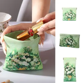 PU самозатваряща се чанта за слънчеви очила Creative Portable Flower Leaf Spring Bag Coin Purse Козметична чанта Жени