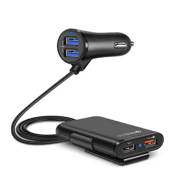 Qc3.0 Бързо зареждане на кола Един за четирима 4 порт USB зарядно за мобилен телефон Преден и заден клип за кола Usb зарядно за кола