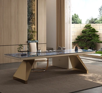 Rock-плоча чай маса и стол комбинация офис дизайнер напреднали смисъл вила прост луксозен камък голям чай маса