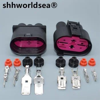 shhworldsea 56.3mm + 9.5mm 4pin мъжки женски DCS Захранващ запечатан конектор Щепсел за кислороден сензор Щепсел за контролер на вентилатора за VW