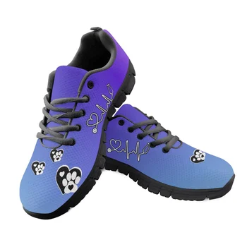 Summer Light Ladies Lace Up Спортни обувки за бягане за дамски маратонки 2023 Дамски ежедневни обувки Blue Dog Paw Print Mesh Дамски апартаменти