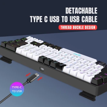 V200 Механична клавиатура за игри 68 клавиша 20RGB мембранна клавиатура с подсветка USB TypeC кабел за геймъри и офис работници