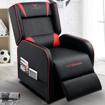 VITESSE Gaming стол с регулируема облегалка състезателен стил единичен PU кожен диван модерен хол с регулируеми облегалки ергономичен комфортен дом Theate