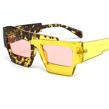 YOOSKE Неправилни квадратни слънчеви очила Дамска мода Ретро двоен цвят пънк градиент слънчеви очила мъже UV400 нюанси очила очила