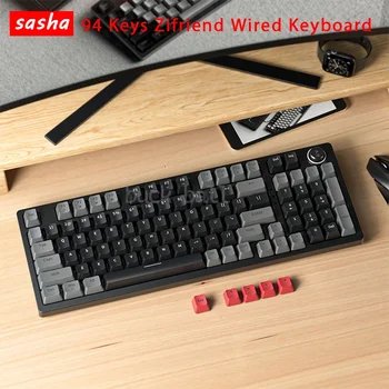 Zifriend ZA9801 Механична клавиатура Кабелна USB Hot Swap RGB подсветка Мултимедийно копче Gamer Office Man Личностен ключ Компютър Acc