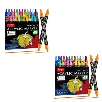 Акрилни химикалки, маркери за боя с двоен връх с изключително фин връх и кръгъл точков връх, за скално боядисване, чаша