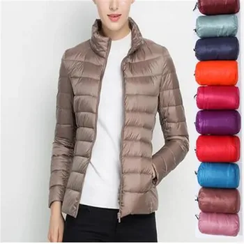 Дамски пролетно яке мода кратко ултра леко опаковане буферни палта 15 цвята женски надолу топло корейски тънък годни Parkas 5XL