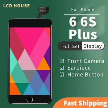 Дисплей за iPhone 6 6S Plus 6P 6SP LCD екран Пълен комплект монтаж Touch дигитайзер Пълна подмяна + предна камера + Home бутон