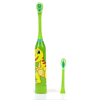 За деца Звукова електрическа четка за зъби карикатура модел с подмяна на главата на четката за зъби Ултразвукова четка за зъби зелена