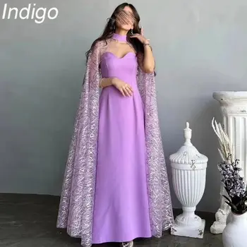 Индиго абитуриентски рокли без презрамки скъпа линия шал официално парти Eleagnt рокля за жени 2024 vestidos de fiesta فساتين طويلة