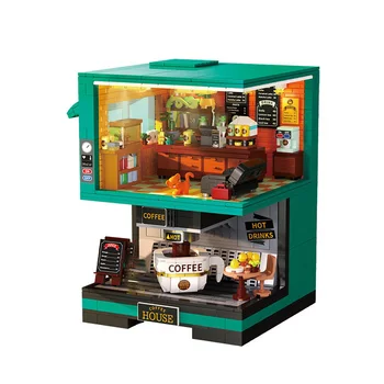 кафе машина модел строителни блокове мини диамант град тухли комплект деца играчки деца момиче подаръци