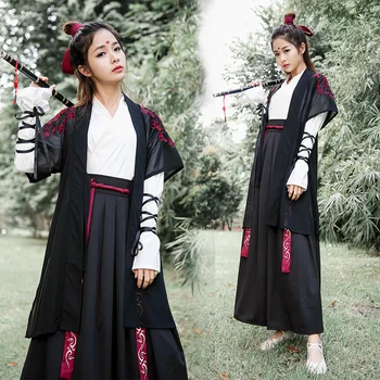 Китайски национален фолклорен танцов костюм Жени Традиционен ханфу Clothin Lady Ориенталски Облекло за мечоносец Косплей облекло от династията Хан