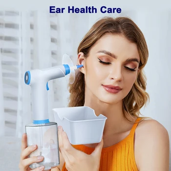 Комплект за отстраняване на ушна кал Електрически инструмент за почистване на ушна кал Пълна система за напояване за почистване на ушите за възрастни и деца 4 режим на налягане