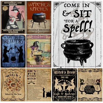 Кухня Witchery и печене скелет вещица изкуство щампи ретро черни вещици билки плакат и щампи за Салем кръчма декорация