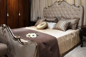 Масивно легло, неокласическо легло, 1.8м двойно легло, луксозна резбована спалня за възрастни, мебели, европейски стил
