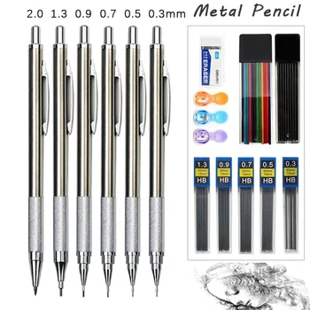 Метален механичен комплект моливи училище изкуство 2b Hb цвят олово пълнители с острилка гумички Draw за писане скициране