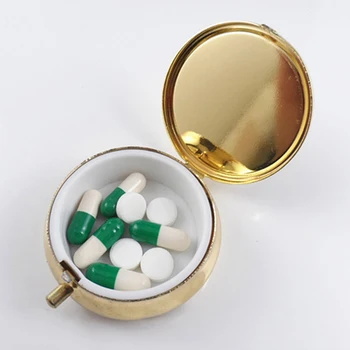 Метални кръгли кутии за хапчета Организатор на лекарства Контейнер Кутия за лекарства Кутия за бонбони за хапчета Кутии и сепаратори за хапчета