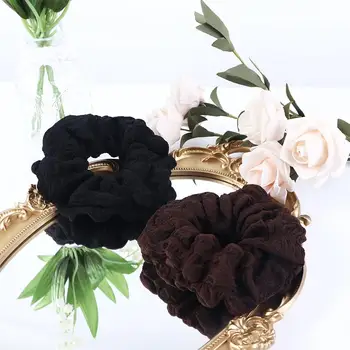 Мода Сладки дебело черво балон черни гънки кърпа коса въже женски аксесоари за коса корейски стил ластици коса пръстен