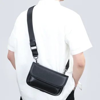 Мъжка чанта от естествена кожа Crossbody чанта Мъжки чанти за рамо Business Man Messenger чанта Кожени чанти Fanny Pack