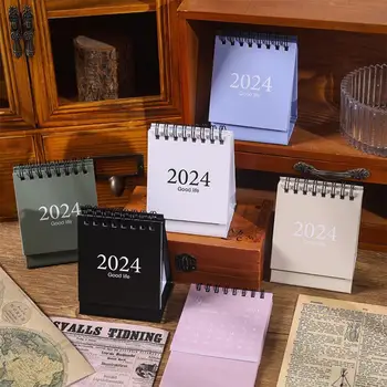 Настолен календар 2024 2023-2024 Мини бюро календар спирална намотка книга за планиране на събития дата запис 17 месечно за офис
