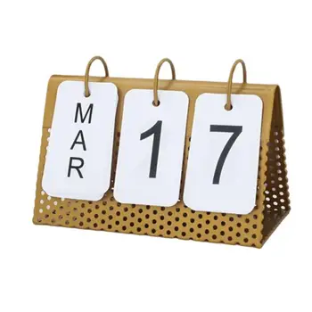 Настолен календар Многофункционално свързващо вещество за обръщане на страници Твърдо поставено декоративно дневно разписание Iron Art Flipping Calendar Deskto