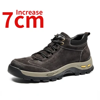 Повишени обувки за мъже увеличени 7 см външни ежедневни обувки есен/зима дебели подметки работни обувки ботуши невидими повишени обувки