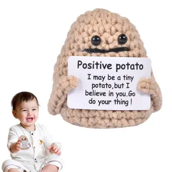 Положителна картофена кукла Деца Оптимистични думи Положителни картофено плетене на една кука Смешни малки играчки за деца Парти за подарък за рожден ден