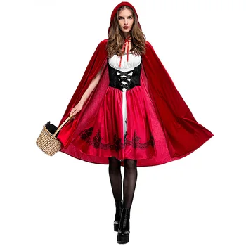 Приказки Червената шапчица Cosplay костюм Червената шапчица рокля нос костюми за момиче жена Хелоуин парти