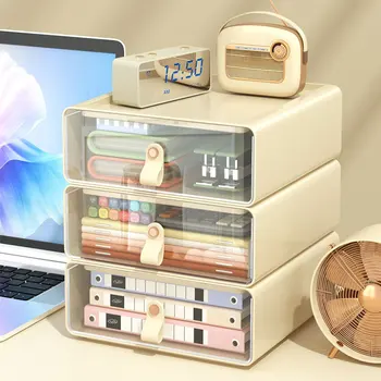 Прозрачна кутия за съхранение на чекмеджета Многофункционална кутия за съхранение на офис канцеларски материали Кутия за домашна козметика