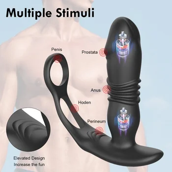 Силиконов анален вибратор Тласкане на простата стимулатор масажор забавяне еякулация заключване пръстен анален задника щепсел секс играчки за възрастни